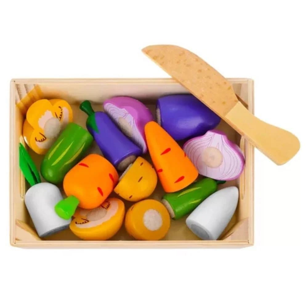 KRUZZEL Lernspielzeug Holzspielzeug Obst- und Gemüseschneideset - Bild 5