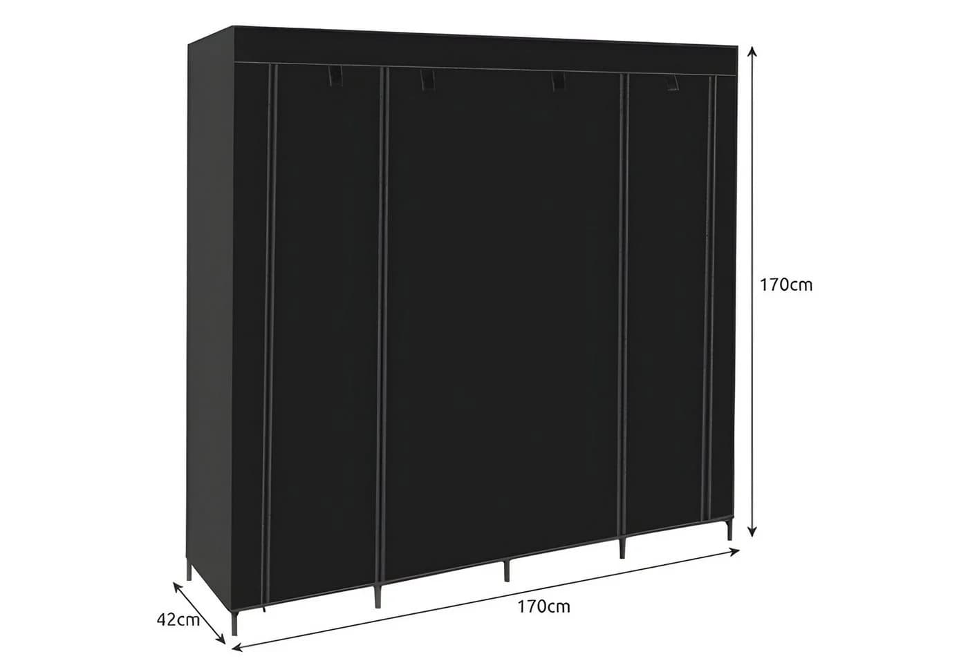Ruhhy Stoffschrank XXL mit Regalen und Kleiderstange Schwarz