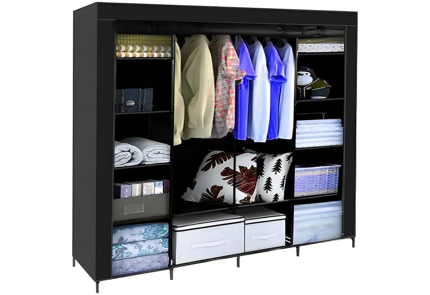 Ruhhy Stoffschrank XXL mit Regalen und Kleiderstange Schwarz - Bild 2