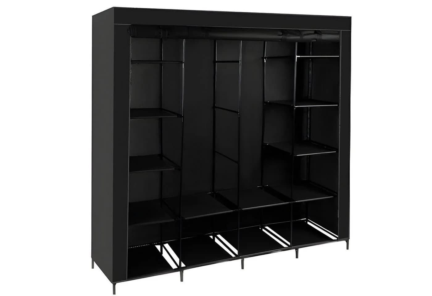Ruhhy Stoffschrank XXL mit Regalen und Kleiderstange Schwarz - Bild 4