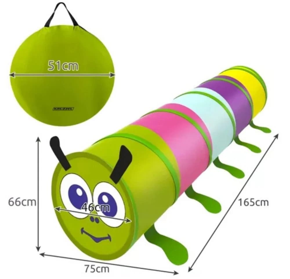 KRUZZEL Spielzelt Kinderzelt Raupe Krabbeltunnel Bunt Pop-up - Bild 5