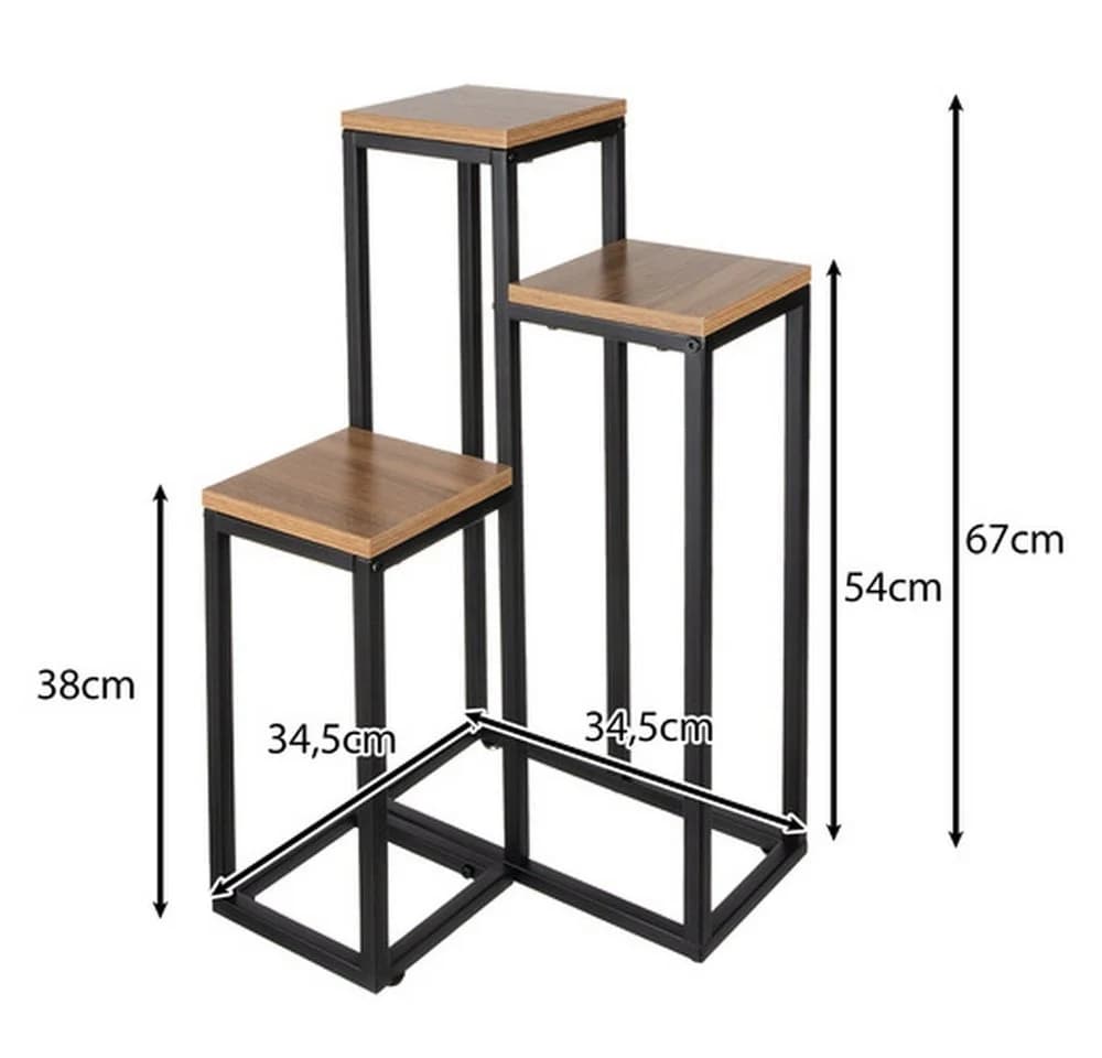 Ruhhy Standblumenständer 3-tlg. Metall Schwarz