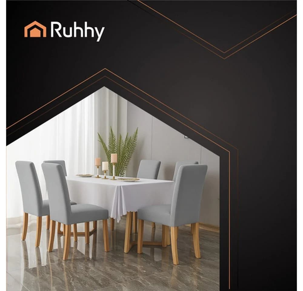 Ruhhy Stuhlbezug 6er-Set Grau Polyester Elasthan - Bild 4