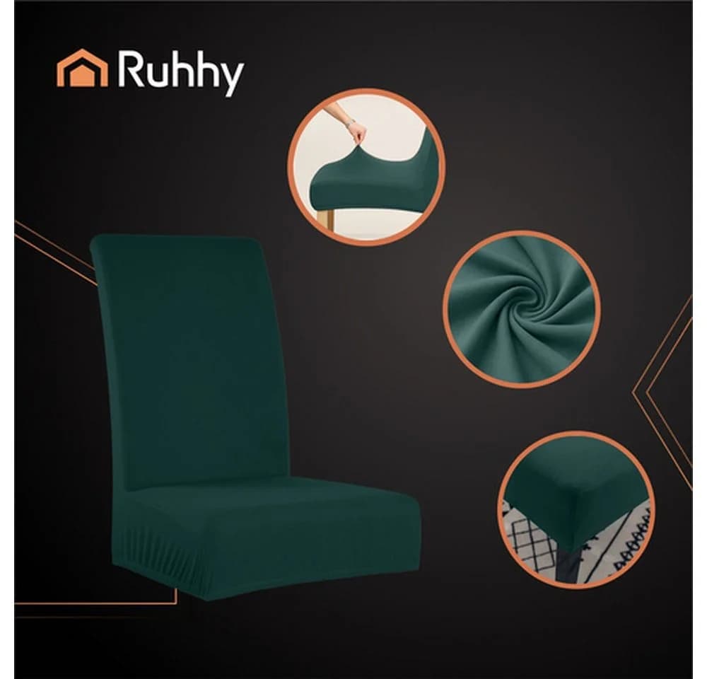 Ruhhy Stuhlhussen 6er Set Flaschengrün Polyester Elasthan - Bild 5