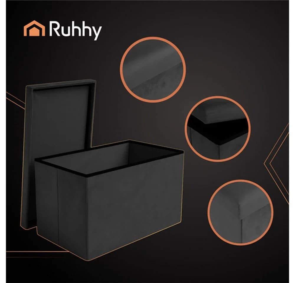 Ruhhy Pouf Hocker Sitzbox Samtpouf 54 l Stauraum - Bild 5
