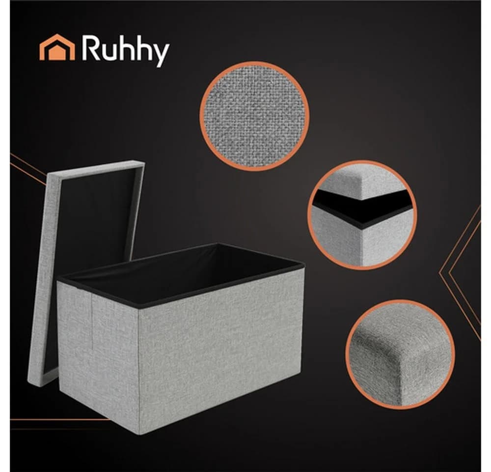 Ruhhy Stauraumhocker Stoffpouf Sitzbox Truhe XL - Bild 4