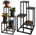 RUHHY Standregal Loft Schwarz Braun 4 Ebenen Metall MDF Bild 2