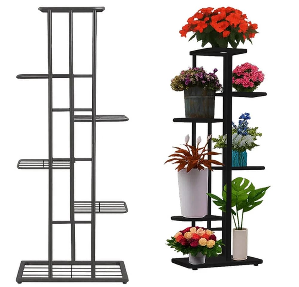 RUHHY Blumenständer 6-stöckig Schwarz Metall - Bild 2