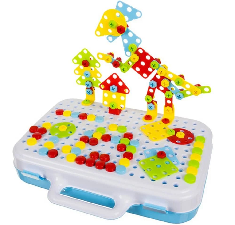 ISO TRADE Lernspielzeug Kreativ-Mosaik mit Schraubendreher 196-St. 3D-Bausteine - Bild 3