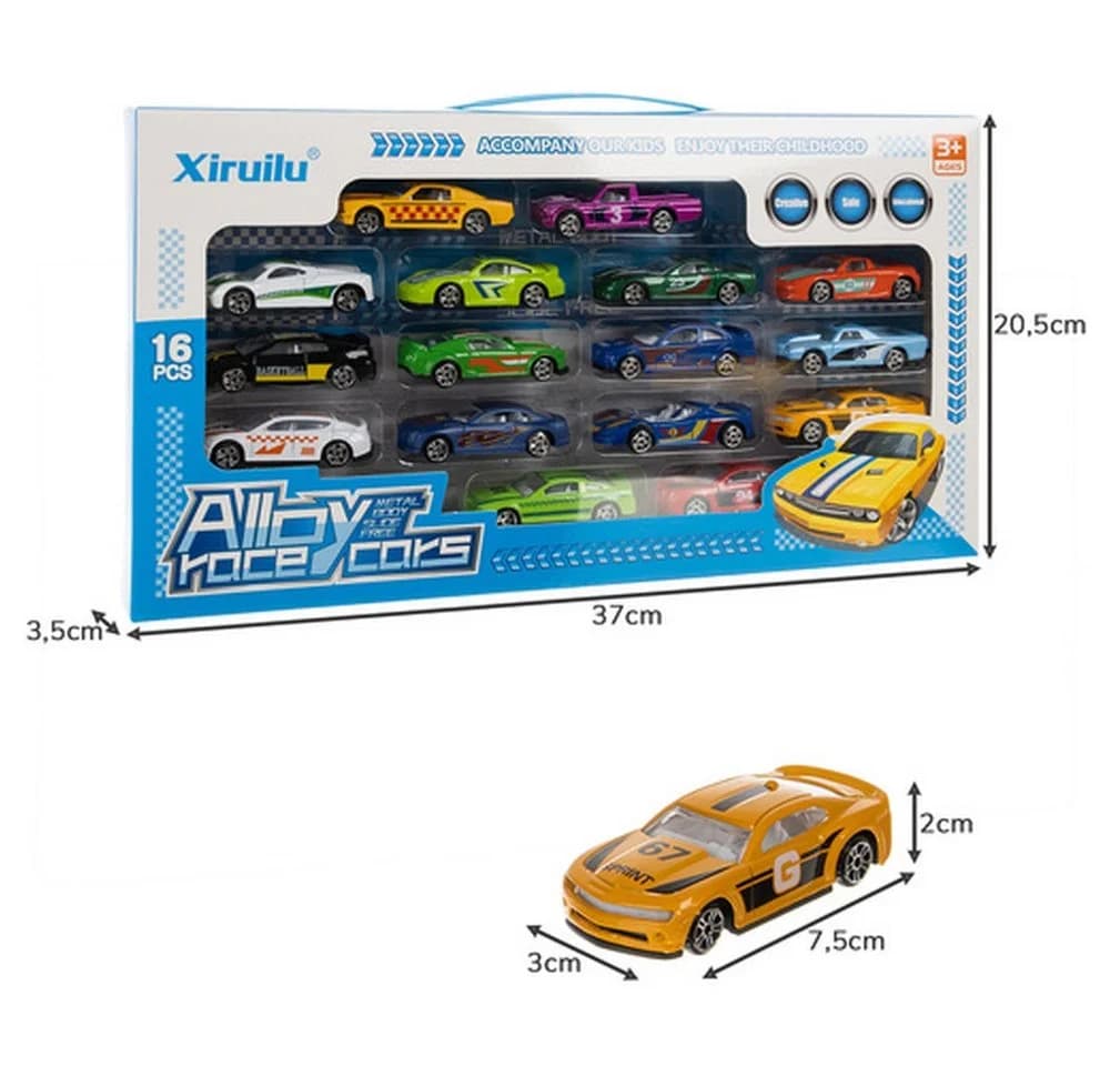 ISO TRADE Metall-Spielzeugautos Rennautos Spar-Set 16-tlg. 1:64