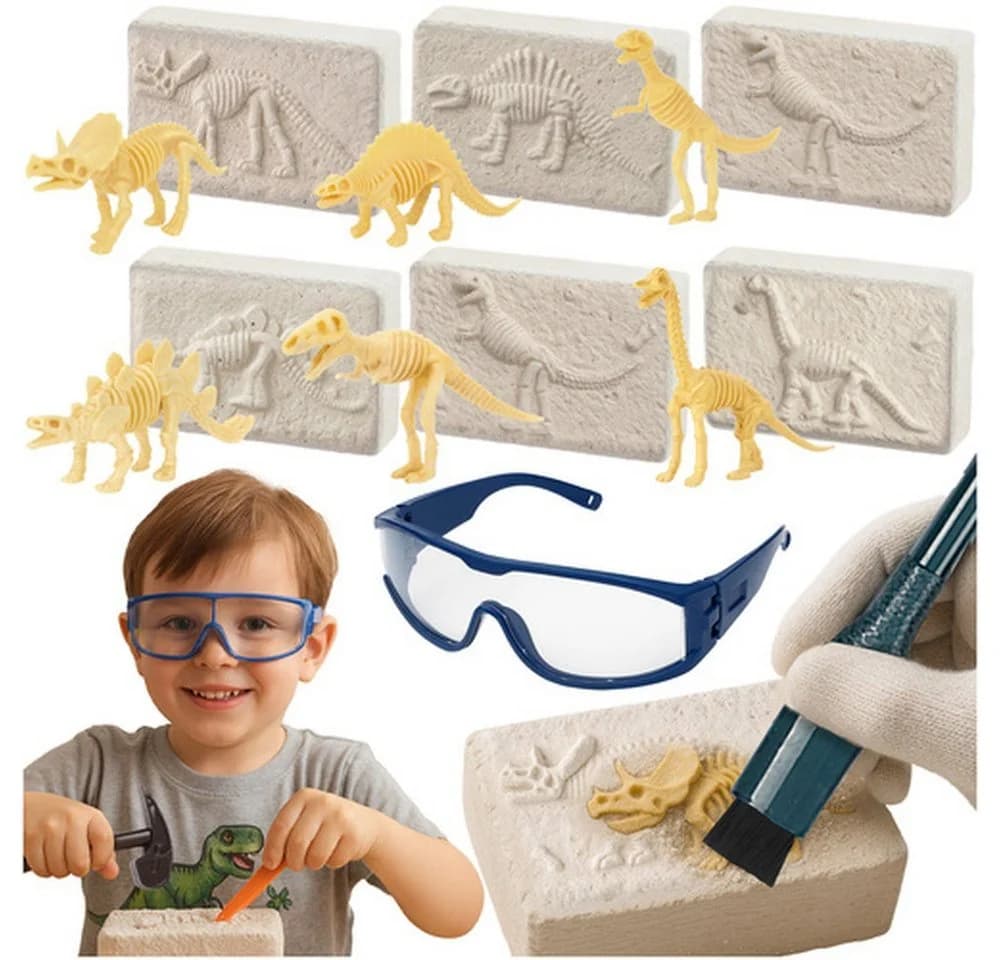 KRUZZEL Lernspielzeug Ausgrabungsset Dinosaurier 6-in-1 Bunt - Bild 2