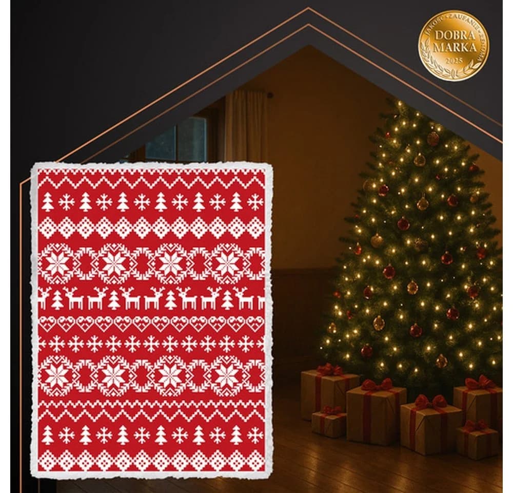 Ruhhy Weihnachtsdecke Kuscheldecke Rot/Weiß Polyester - Bild 3