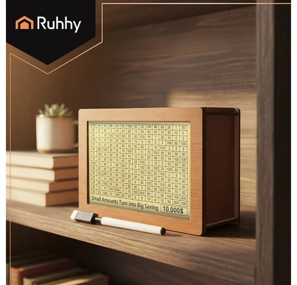Ruhhy Holz-Sparschwein Spar-Challenge 10.000 Braun Beige - Bild 4