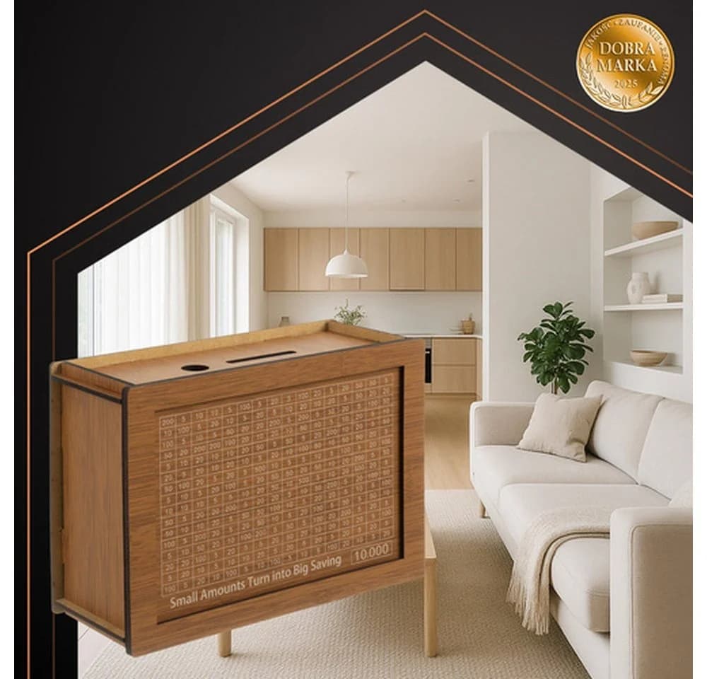 Ruhhy Holz-Sparschwein Spar-Challenge 10.000 Braun Beige - Bild 5