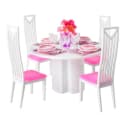 KRUZZEL Puppenhausmöbel Esszimmerset Rosa & Weiß 43 Teile Bild 2