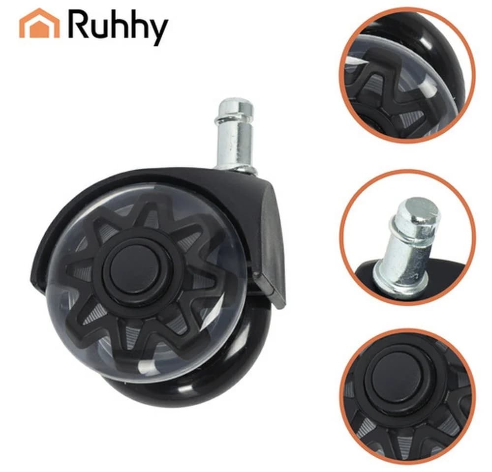 Ruhhy Stuhlrollen 5er-Set 2,5 Zoll Schwarz - Bild 5