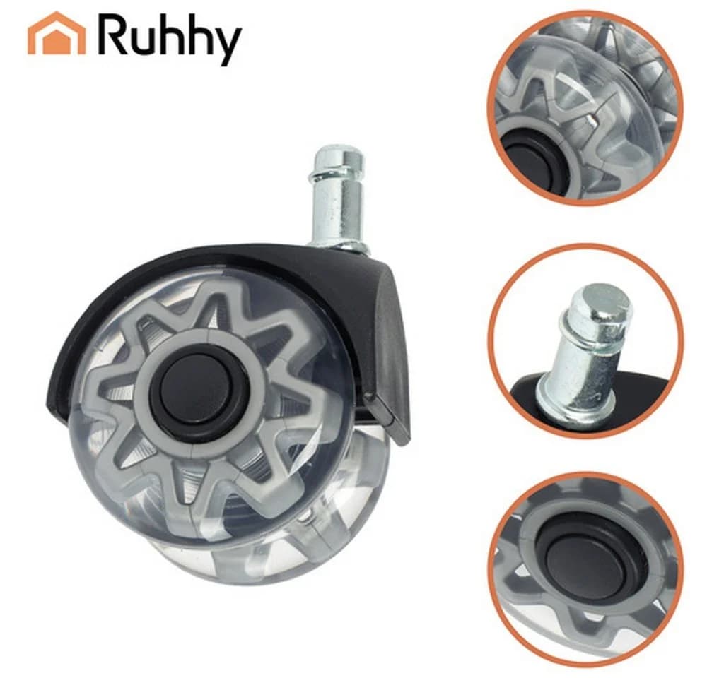 Ruhhy Stuhlrollen 5er-Set 2,5 Zoll Grau - Bild 5