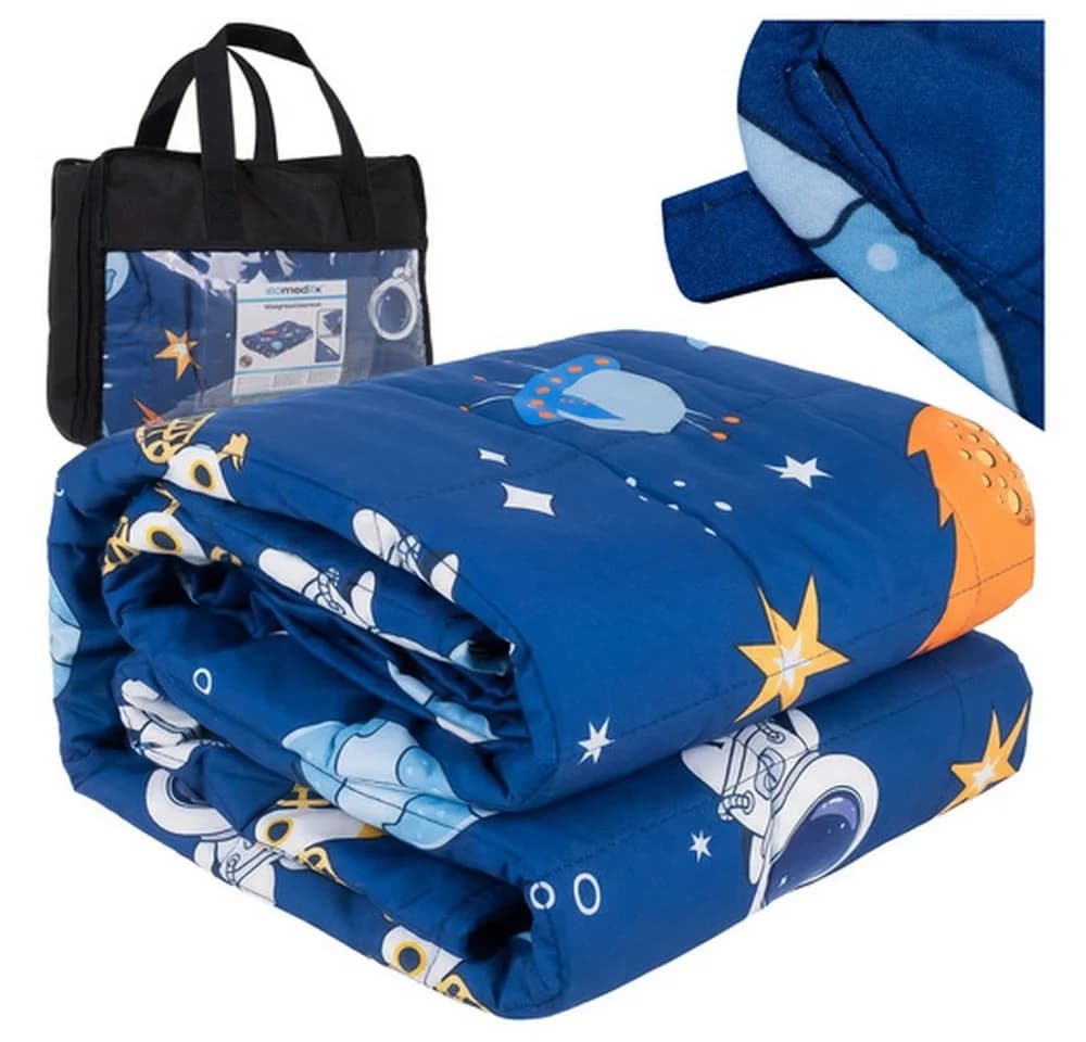 ISO TRADE Gewichtsdecke Kinder 4 kg Marineblau Weltraummotiv - Bild 2