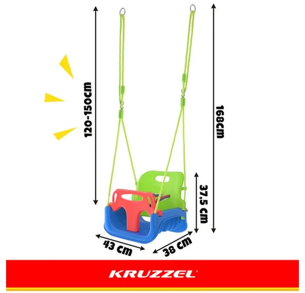 KRUZZEL 3-in-1 Kinderschaukel Babyschaukel mit Sicherheitsbügel Grün/Blau