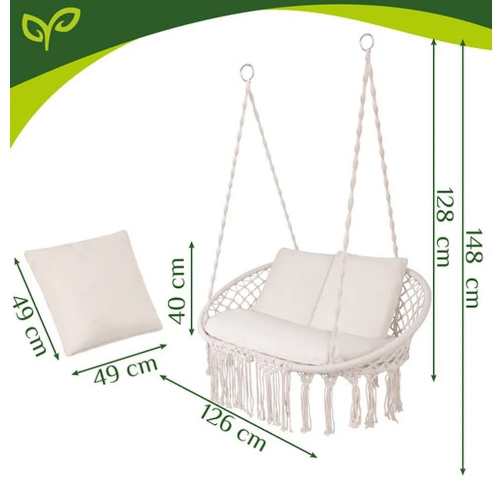 Gardlov Storchennest Gartenschaukel Zweisitzer Beige/Grau