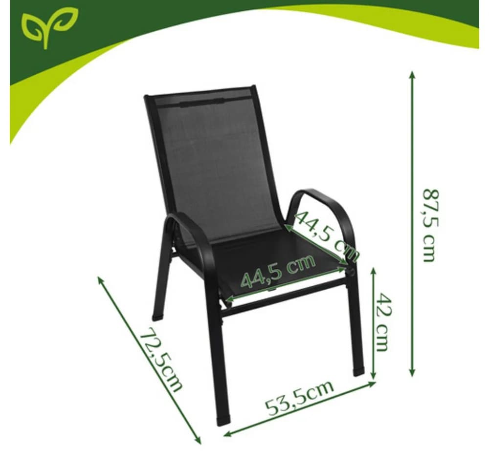 Gardlov Gartenstuhlset 4 Stühle Schwarz Stapelbar