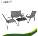 Gardlov Gartenlounge-Set 5-tlg. Grau Stahl & Textilene Bild 5