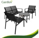 Gardlov Gartenlounge-Set 4-tlg. Grau/Schwarz mit Sicherheitsglas Bild 4