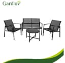 Gardlov Gartenlounge-Set 4-tlg. Grau/Schwarz mit Sicherheitsglas Bild 5