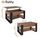 KRUZZEL Couchtisch mit Lift-Top-Funktion und Stauraum Eiche/Schwarz Bild 1