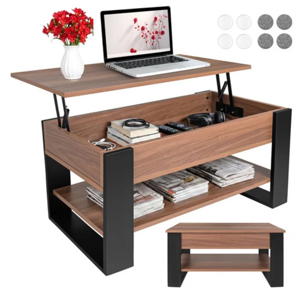 KRUZZEL Couchtisch mit Lift-Top-Funktion und Stauraum Eiche/Schwarz - Bild 2