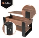 KRUZZEL Couchtisch mit Lift-Top-Funktion und Stauraum Eiche/Schwarz Bild 4