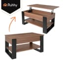 KRUZZEL Couchtisch mit Lift-Top-Funktion und Stauraum Eiche/Schwarz Bild 5