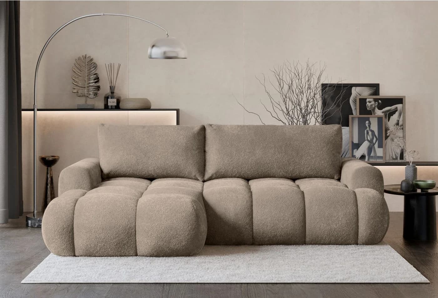Selsey Ecksofa OMBO MINI mit Schlaffunktion & Bettkasten Dunkelbeige - Bild 2