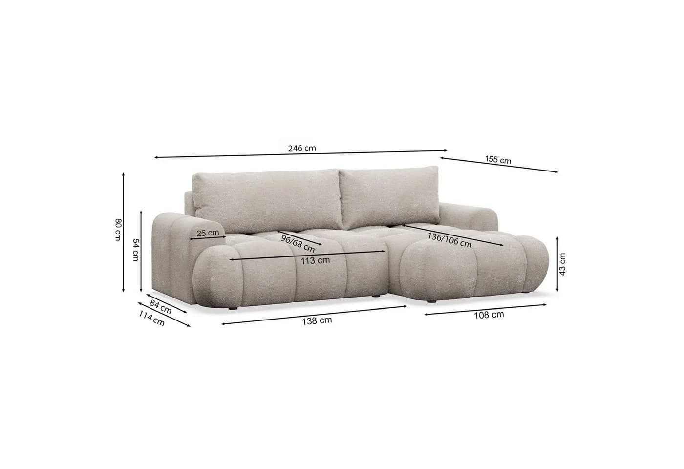 Selsey Ecksofa OMBO MINI mit Schlaffunktion & Bettkasten Dunkelbeige - Bild 4