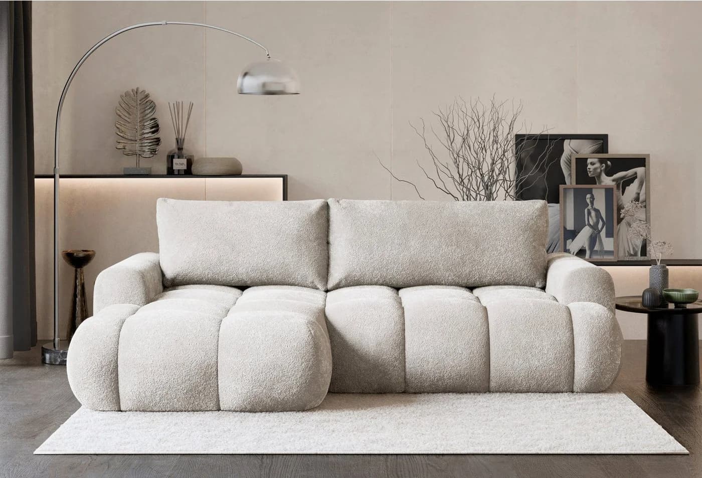 Selsey Ecksofa OMBO MINI mit Schlaffunktion & Bettkasten Plüsch Taupe - Bild 2