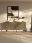 Selsey Sideboard TELIRE Schwarz 3 Türen 3 Schubladen Push-to-Open Lamellenfront Bild 2