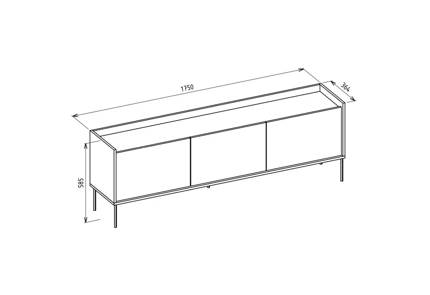 Selsey TV-Schrank TOVI Lowboard grau mit Metallfüßen - Bild 5