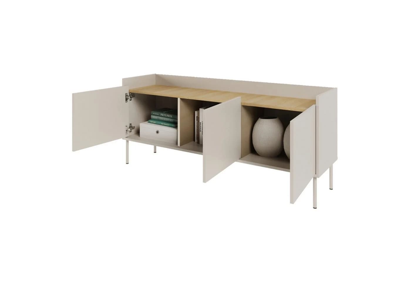 Selsey TV-Schrank TOVI Lowboard mit Stauraum und Metallfüßen, 140 cm breit - Bild 4