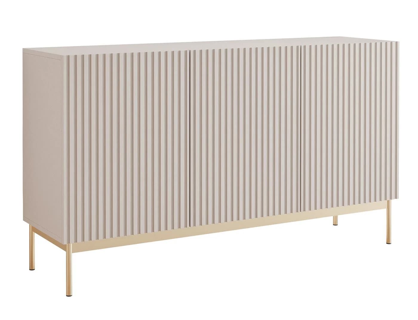 Selsey Sideboard LINEARIS Kaschmirgrau mit LED & goldenen Füßen