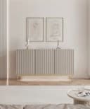 Selsey Sideboard LINEARIS Kaschmirgrau mit LED & goldenen Füßen Bild 2