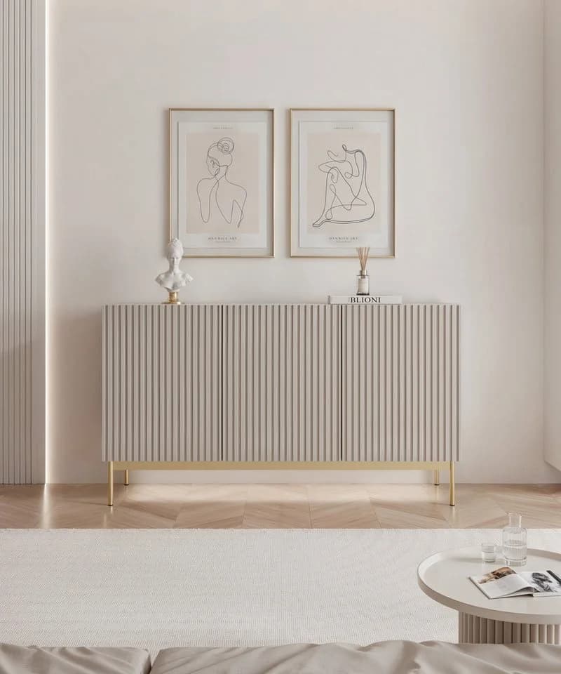 Selsey Sideboard LINEARIS Kaschmirgrau mit LED & goldenen Füßen - Bild 2