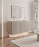 Selsey Sideboard LINEARIS Kaschmirgrau mit LED & goldenen Füßen Bild 3