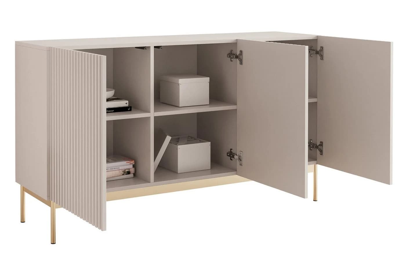 Selsey Sideboard LINEARIS Kaschmirgrau mit LED & goldenen Füßen - Bild 4