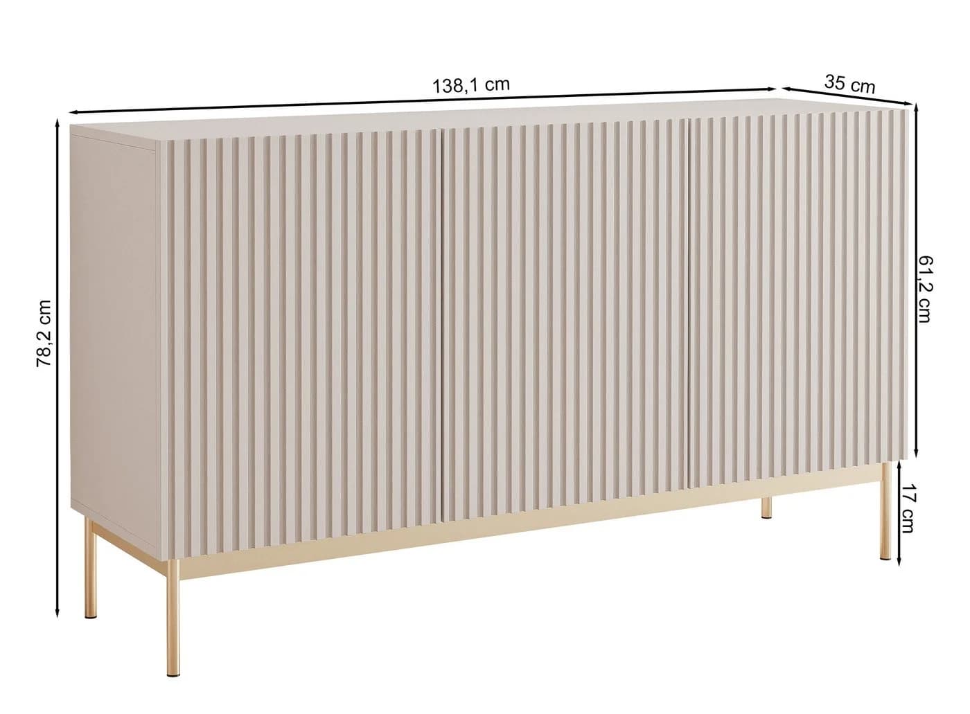 Selsey Sideboard LINEARIS Kaschmirgrau mit LED & goldenen Füßen - Bild 5