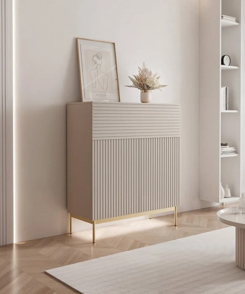 Selsey Highboard LINEARIS - Modernes Highboard mit LED und Push-to-Open