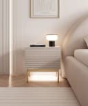 Selsey Nachttisch LINEARIS Kaschmirgrau mit LED und goldenen Füßen Bild 2