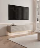 Selsey TV-Schrank LINEARIS mit LED-Beleuchtung Riffel-Front Kaschmir/Gold Bild 1