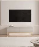 Selsey TV-Schrank LINEARIS mit LED-Beleuchtung Riffel-Front Kaschmir/Gold Bild 2