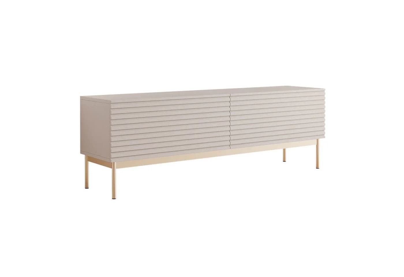 Selsey TV-Schrank LINEARIS mit LED-Beleuchtung Riffel-Front Kaschmir/Gold - Bild 3