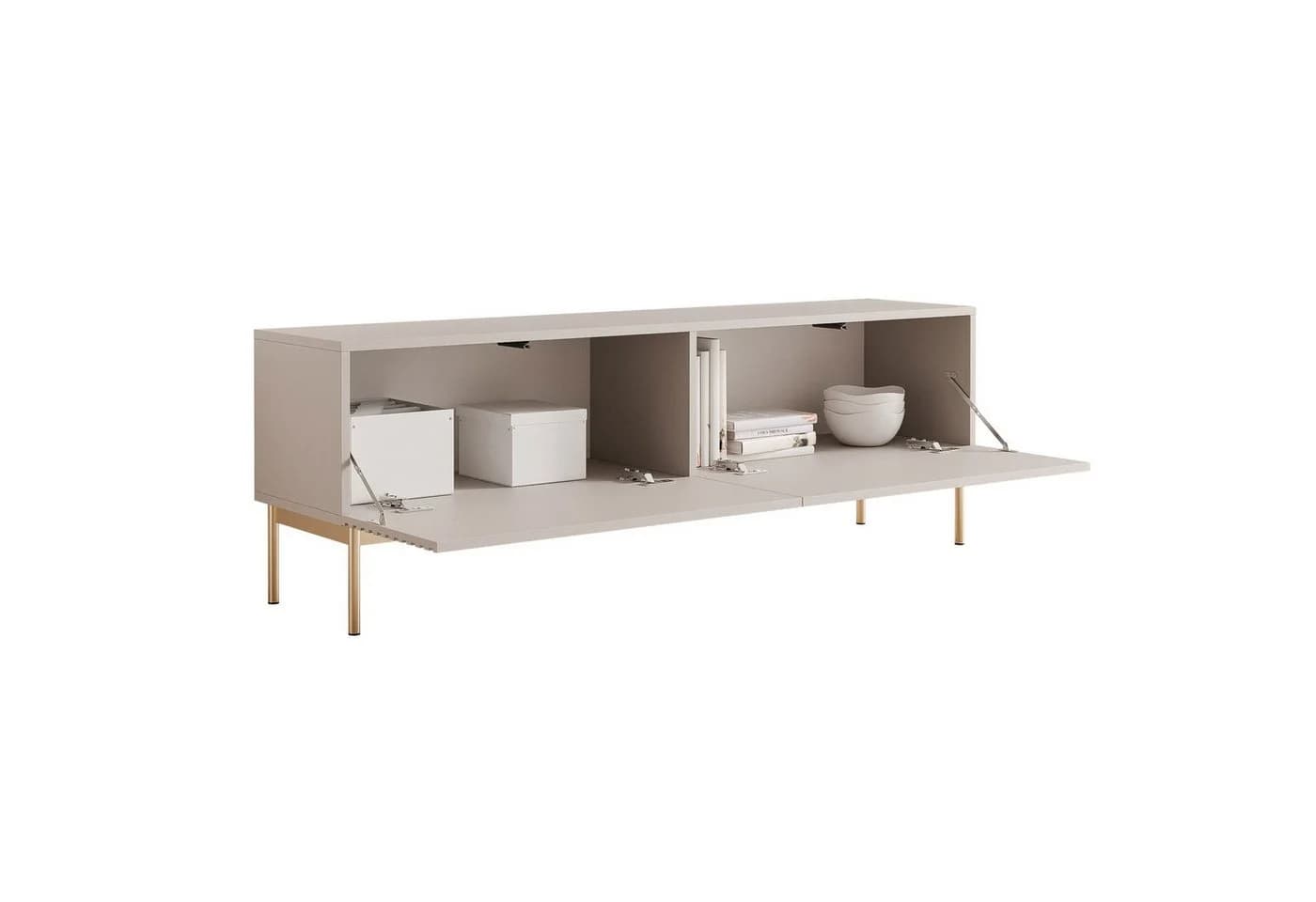 Selsey TV-Schrank LINEARIS mit LED-Beleuchtung Riffel-Front Kaschmir/Gold - Bild 4